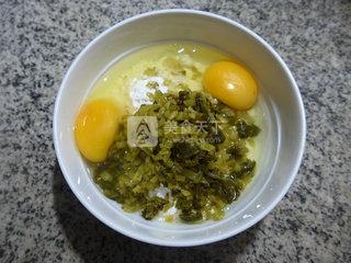 虾仁雪菜鸡蛋饼